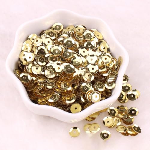 3000 Stück Durchmesser 6mm Pailletten,Pailletten zum Basteln,Lose Pailletten Sequin mit Loch,für DIY Nähen Basteln Kunsthandwerk Schmuckherstellung Kleidungsdekoration Nagelkunst,Hell Gold von Wambere