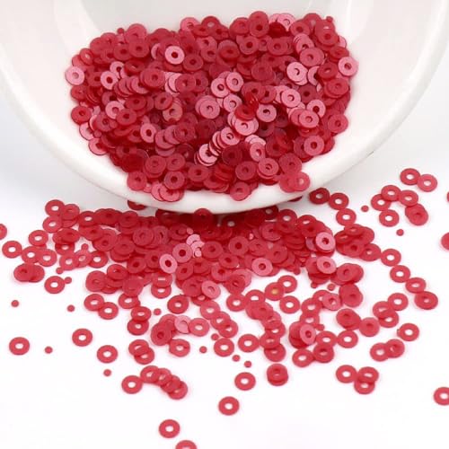 3000 Stück pailetten kit paietten Pailletten basteln Lose Pailletten Cup Schillernde Spangles für DIY Kunsthandwerk Herstellung Nähen Aufkleben Auffädeln Glänzende Dekorative Hochzeit 3 mm,Rot von Wambere