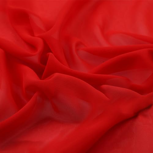 300cm×150cm Chiffon Stoff Hochzeitsstoffe Tischdeckenstoffe Bekleidungsstoffe Dekostoff Kostümstoff Stoffe zum Nähen Meterware Dekorieren für DIY Basteln Kleidungsdekoration,Rot von Wambere