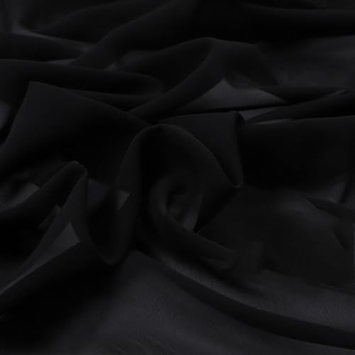 300cm×150cm Chiffon Stoff Hochzeitsstoffe Tischdeckenstoffe Bekleidungsstoffe Dekostoff Kostümstoff Stoffe zum Nähen Meterware Dekorieren für DIY Basteln Kleidungsdekoration,Schwarz von Wambere