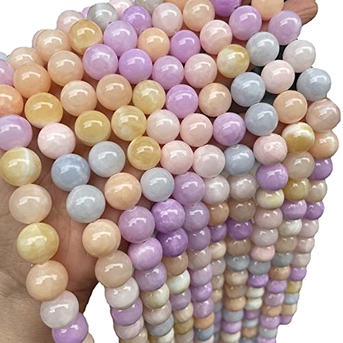 35 Stück 10 mm Natürliche gelbe Jade Runde Lose Perlen,Kristallperlen Bunte Glatte Perlen Schmuckherstellung Perlen Für DIY Handwerk Armbänder Halsketten Schmuckherstellung von Wambere