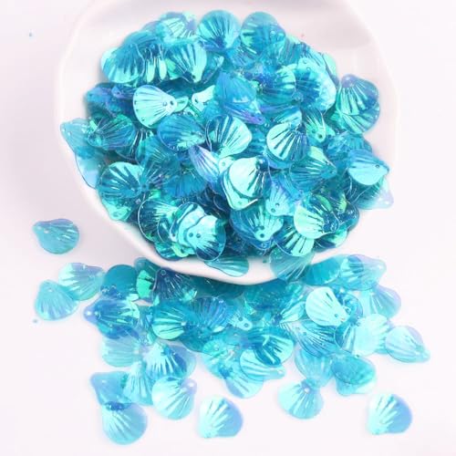 360 Stück Shell Pailletten,Shell Form Pailletten basteln Lose Pailletten Cup Schillernde Spangles Handgemachte DIY Kreative Farbe Perlen Pailletten für Handwerk Hochzeitsdekoration 13mm,Blau A von Wambere