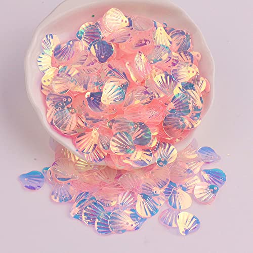 360 Stück Shell Pailletten,Shell Form Pailletten basteln Lose Pailletten Cup Schillernde Spangles Handgemachte DIY Kreative Farbe Perlen Pailletten für Handwerk Hochzeitsdekoration 13mm,Hell-Pink von Wambere