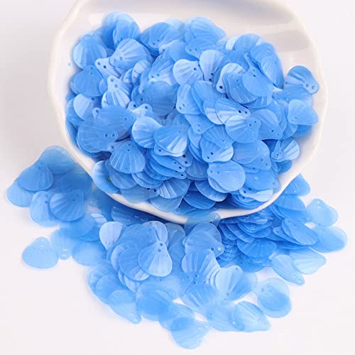 360 Stück Shell Pailletten,Shell Form Pailletten basteln Lose Pailletten Cup Schillernde Spangles Handgemachte DIY Kreative Farbe Perlen Pailletten für Handwerk Hochzeitsdekoration 13mm,Hellblau B von Wambere