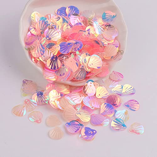 360 Stück Shell Pailletten,Shell Form Pailletten basteln Lose Pailletten Cup Schillernde Spangles Handgemachte DIY Kreative Farbe Perlen Pailletten für Handwerk Hochzeitsdekoration 13mm,Rosa von Wambere