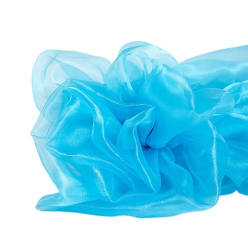 3m x 150cm Organza Stoffe zum Nähen Meterware Organzastoff Dekostoff Bekleidungsstoffe für DIY Kunsthandwerk Basteln Vorhänge Tischdecken Hochzeit Party Kleidungsdekoration,Blauer See von Wambere