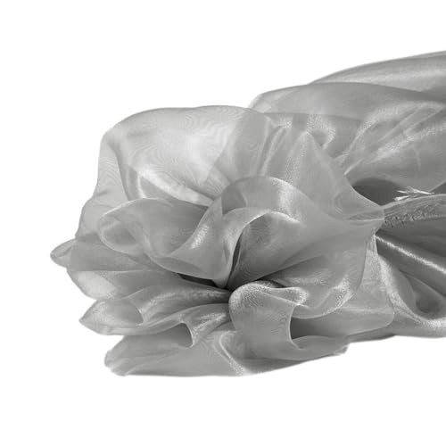 3m x 150cm Organza Stoffe zum Nähen Meterware Organzastoff Dekostoff Bekleidungsstoffe für DIY Kunsthandwerk Basteln Vorhänge Tischdecken Hochzeit Party Kleidungsdekoration,Grau von Wambere