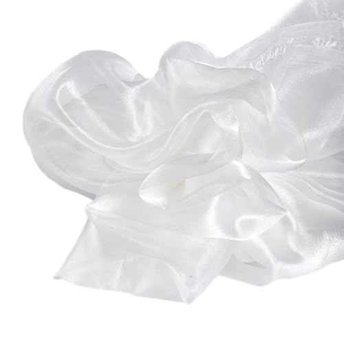 3m x 150cm Organza Stoffe zum Nähen Meterware Organzastoff Dekostoff Bekleidungsstoffe für DIY Kunsthandwerk Basteln Vorhänge Tischdecken Hochzeit Party Kleidungsdekoration,Weiß A von Wambere