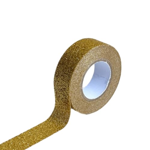 4 Rollen 15 mm x 5 m Glitter Washi Tape,Klebebänder Dekoband Selbstklebendes Klebeband zum Basteln,Bunte Glitzernde Bände,für DIY Handwerk Scrapbooking Geschenkverpackung,Gold von Wambere