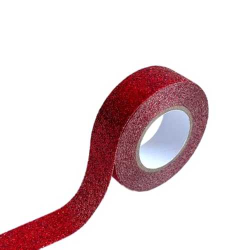 4 Rollen 15 mm x 5 m Glitter Washi Tape,Klebebänder Dekoband Selbstklebendes Klebeband zum Basteln,Bunte Glitzernde Bände,für DIY Handwerk Scrapbooking Geschenkverpackung,Rot von Wambere