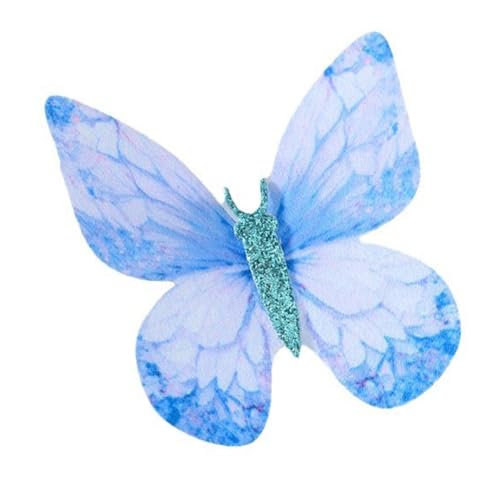 40 Stück 5cm Schmetterlings Stoffaufnäher Gestickter Patch Spitzenapplikationen Applikationen zum Aufnähen Flicken Applikationen für DIY Handwerk Haarschmuck Kleiderdekoration,Blau von Wambere