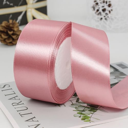 4cm x 22M Band Satinband Geschenkband Schleifenband Ribbon Satinbänder Stoffband Dekoband für DIY Basteln Geschenkverpackung Hochzeit Party Geburtstag Weihnachten Dekoration,Altrosa von Wambere