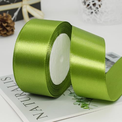 4cm x 22M Band Satinband Geschenkband Schleifenband Ribbon Satinbänder Stoffband Dekoband für DIY Basteln Geschenkverpackung Hochzeit Party Geburtstag Weihnachten Dekoration,Armeegrün von Wambere