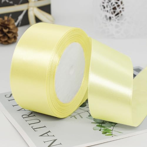 4cm x 22M Band Satinband Geschenkband Schleifenband Ribbon Satinbänder Stoffband Dekoband für DIY Basteln Geschenkverpackung Hochzeit Party Geburtstag Weihnachten Dekoration,Beige von Wambere