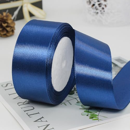 4cm x 22M Band Satinband Geschenkband Schleifenband Ribbon Satinbänder Stoffband Dekoband für DIY Basteln Geschenkverpackung Hochzeit Party Geburtstag Weihnachten Dekoration,Dunkelblau von Wambere