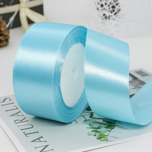 4cm x 22M Band Satinband Geschenkband Schleifenband Ribbon Satinbänder Stoffband Dekoband für DIY Basteln Geschenkverpackung Hochzeit Party Geburtstag Weihnachten Dekoration,Himmelblau von Wambere