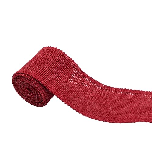 5 Rollen 6cm×2m Juteband Spitzenband Burlap Ribbon Leinenband Spitze Sackleinen Band Dekoband Geschenkband Für Weihnachten Hochzeit Geburtstag Bankett Party Geschenkverpackung Dekoration,Weinrot von Wambere