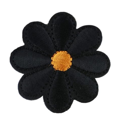 5 Stück Blumen Bestickte Patches Aufnäheraufkleber Gestickter Aufnäher zum Aufbügeln Aufbügelflicken Bügelflicken Bügelbild für DIY Basteln Jacken Jeans T-Shirt Kleidungsdekoration,Schwarz von Wambere