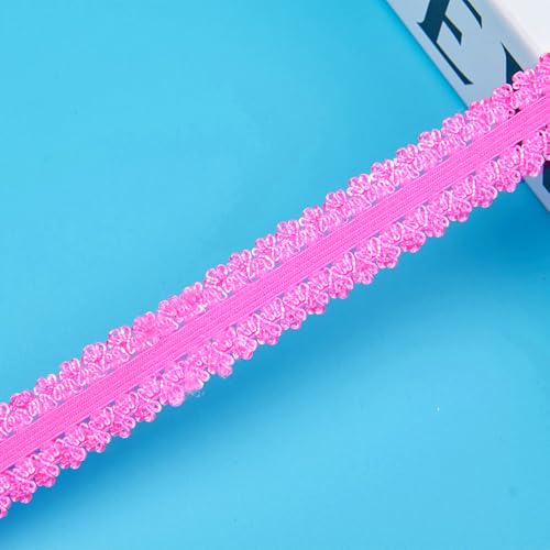 5 Yards 2 cm Breite Elastischer Stretch Spitzenbesatz Spitzenband Spitzenborte Spitzenbordüre Spitzenbesatz Spitzenstoff Dekoband Zierband für Nähen DIY Handwerk Hochzeit Kleidung Deko,Rosa von Wambere