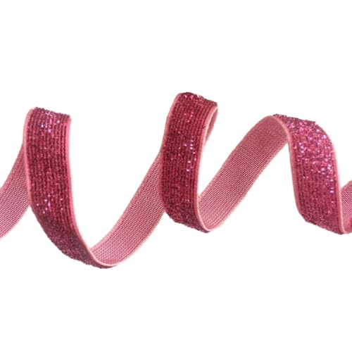 5 Yards Samtband 1cm Breit Glitzer Geschenkband Satinbänder Glitzerband Schleifenband Bogenband Geschenkbänder Dekoband Zierband für DIY Handwerk Weihnachten Geschenkverpackung,Rosa von Wambere