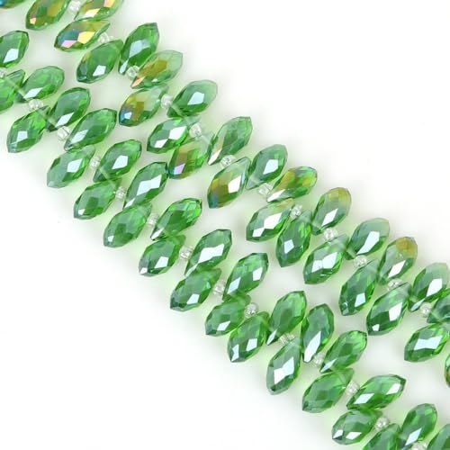 50 Stück 6x12mm Facettierte Perlen Glasperlen,Glitzerperlen Bunte Perlen für Armbänder für Basteln Schmuckherstellung DIY Halsketten, Armbänder Ohrringe,Gras-Grün von Wambere