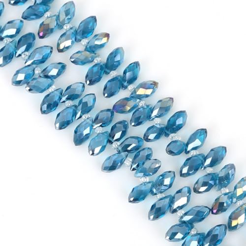 50 Stück 6x12mm Facettierte Perlen Glasperlen,Glitzerperlen Bunte Perlen für Armbänder für Basteln Schmuckherstellung DIY Halsketten, Armbänder Ohrringe,Tiefblau AB von Wambere