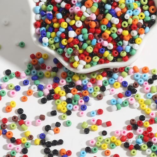 500 Stück 3mm Bunte Glasperln,Armbänder Machen Glasperlen Geschenkidee Perlen Kleine Perlen zum Auffädeln für Kinder Weihnachten Feiertage Ketten Ringe Handykette Kit,Gemischte Farben von Wambere