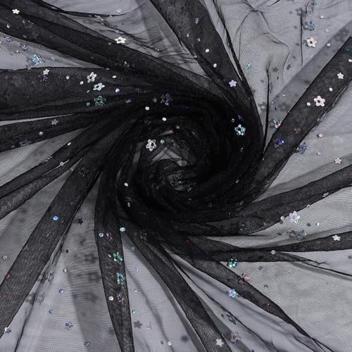 500cm x 150 cm Glitzer Tüllstoff Glitzernder Stoff,Pflaumenblüten-Tüllstoff mit Pailletten,Deko Stoffe Tulle Fabric,für DIY Nähen Handwerk Geschenkverpackung Hochzeit Party Deko,Schwarz 500cm x 150 cm Glitzer Tüllstoff Glitzernder Stoff,Pflaumenblüten-Tüllstoff mit Pailletten,Deko Stoffe Tulle Fabric,für DIY Nähen Handwerk Geschenkverpackung Hochzeit Party Deko,Schwarz von Wambere