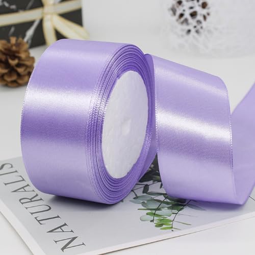 5cm x 22M Band Satinband Geschenkband Schleifenband Ribbon Satinbänder Stoffband Dekoband für DIY Basteln Geschenkverpackung Hochzeit Party Geburtstag Weihnachten Dekoration,Helles Lila von Wambere