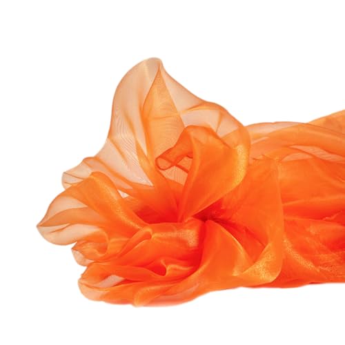 5m x 150cm Organza Stoffe zum Nähen Meterware Organzastoff Dekostoff Bekleidungsstoffe für DIY Kunsthandwerk Basteln Vorhänge Tischdecken Hochzeit Party Kleidungsdekoration,Orange von Wambere