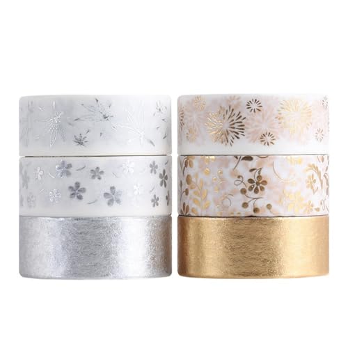 6 Rollen 2m x 15mm Bunt Washi Tape Selbstklebendes Klebeband Washi Klebeband Zierband Bastelband Dekoratives Klebeband für DIY Handwerk Scrapbooking Bullet Tagebuch Geschenkverpackung von Wambere