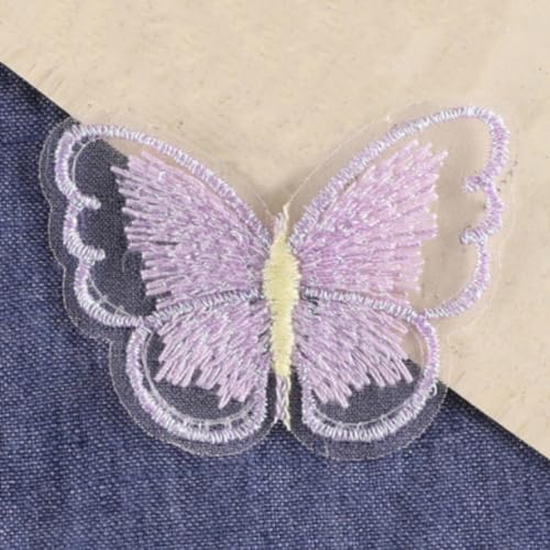 60 Stück Schmetterling Stickpatches Organza Patches Spitze Applikationen Lace Appliques Nähen Sie Patches Stickaufnäher Spitzenpatches für DIY Handwerk Reparieren Dekorieren von Kleidung,Lila von Wambere