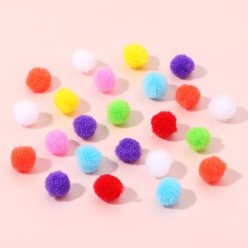 600 Stück Pompons,10mm Mini Pompons zum Basteln,Flauschigen Plüschbälle DIY Pompom Girlande Zubehör für Ostern Weihnachten Handwerk Herstellung Schmuck Kinderzimmer,Gemischte Farben von Wambere