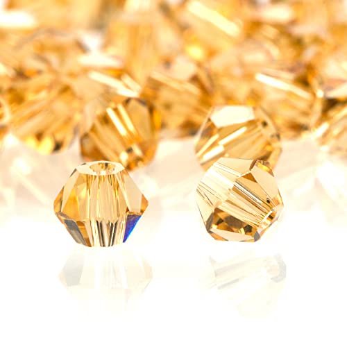 720 Stück 3mm Kristall Glas Perlen Facettierte Glasperle Kügelchen Bunte Glasperlen Runde Kunstperlen Mehrfarbig Sortierte Perlen Gemischt Bastelperlen für Handwerk Armband Schmuck,Goldener Champagner von Wambere