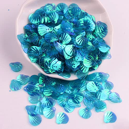 720 Stück Shell Pailletten,Shell Form Pailletten basteln Lose Pailletten Cup Schillernde Spangles Handgemachte DIY Kreative Farbe Perlen Pailletten für Handwerk Hochzeitsdekoration 13mm,Blau A von Wambere