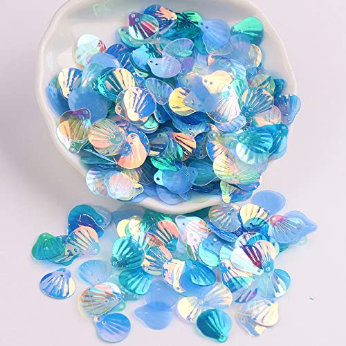 720 Stück Shell Pailletten,Shell Form Pailletten basteln Lose Pailletten Cup Schillernde Spangles Handgemachte DIY Kreative Farbe Perlen Pailletten für Handwerk Hochzeitsdekoration 13mm,Blau von Wambere