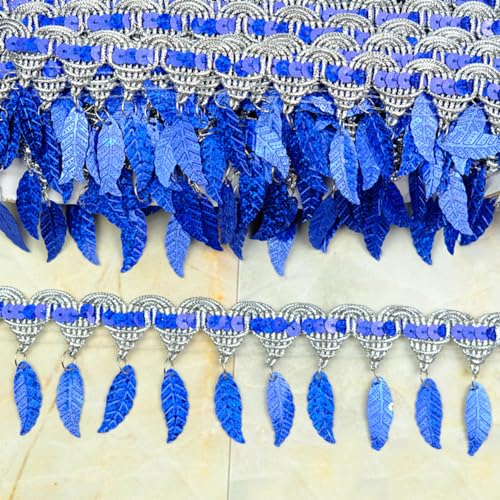 9 M Elastisches glänzendes Paillettenband,Paillettenbesatz Applikation Flache Glitter Stretch Bling Paillette Paillettenband Stoff Quaste Gürtel für DIY Nähen Kostüme Handwerk DEK,Navy blau von Wambere