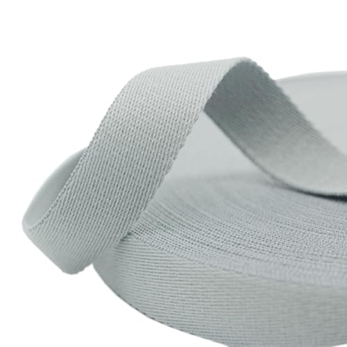 Baumwoll Schrägband Nahtband,25mmx5Yard,Einfassband Köperband Baumwollband Textilband Fischgrätenband Köperband Wimpelband Twillband Webbing Band für Schneidern DIY-Nähen Basteln,Grau von Wambere