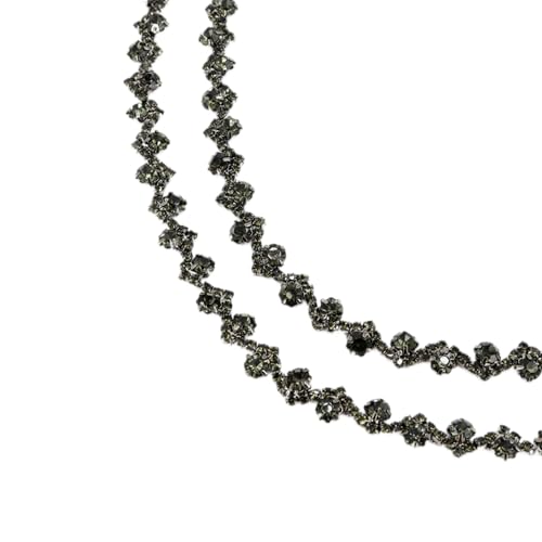 Ca. 85-90cm Strasskette Strassborte Funkelnde Kristall Strass Klauen Kettenbesatz Kristall Strassband Chain Rhinestone Chain für Nähen DIY Basteln Schmuckherstellung Kleidungsdekoration,Schwarz von Wambere