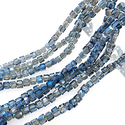 Facettierte Glasperle Kügelchen Kristall Glas Perlen Bunte Glasperlen Quadrat Simulierter Kristall Perlen für Handwerk Armband Schmuck Ringen Halsketten Geschenk,Navy blau 6mm 98Stück von Wambere