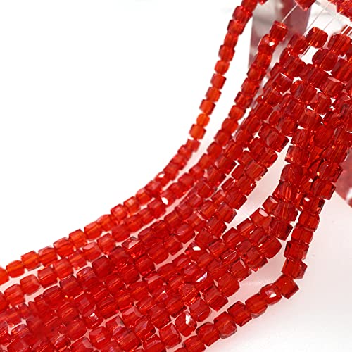 Facettierte Glasperle Kügelchen Kristall Glas Perlen Bunte Glasperlen Quadrat Simulierter Kristall Perlen für Handwerk Armband Schmuck Ringen Halsketten Geschenk,Rot 6mm 98Stück von Wambere