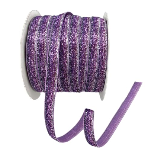 Glitzer Samtband Geschenkband Schleifenband Bogenband Dekoband für DIY Handwerk Geschenkverpackung Haarschmuck Hochzeit Party Weihnachten Geburtstag Dekorieren,Bunt K,10mm x 50Yards von Wambere