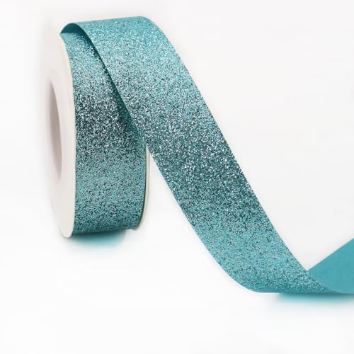 Glitzerband Schleifenband Geschenkband Bogenband Dekoband Bastelband für DIY Handwerk Haarschmuck Geschenkverpackung Blumenverpackung Hochzeit Party Weihnachten Deko,Blau,10mmx10Yards von Wambere