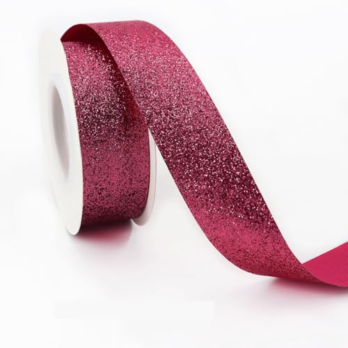 Glitzerband Schleifenband Geschenkband Bogenband Dekoband Bastelband für DIY Handwerk Haarschmuck Geschenkverpackung Blumenverpackung Hochzeit Party Weihnachten Deko,Dattelrot,10mmx10Yards von Wambere