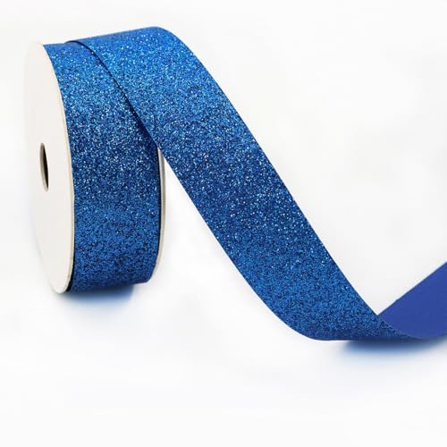 Glitzerband Schleifenband Geschenkband Bogenband Dekoband Bastelband für DIY Handwerk Haarschmuck Geschenkverpackung Blumenverpackung Hochzeit Party Weihnachten Deko,Dunkelblau,10mmx10Yards von Wambere