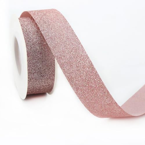 Glitzerband Schleifenband Geschenkband Bogenband Dekoband Bastelband für DIY Handwerk Haarschmuck Geschenkverpackung Blumenverpackung Hochzeit Party Weihnachten Deko,Rosa,10mmx10Yards von Wambere