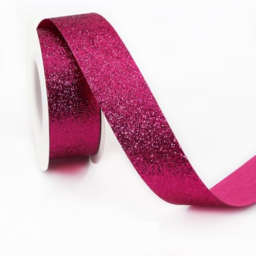 Glitzerband Schleifenband Geschenkband Bogenband Dekoband Bastelband für DIY Handwerk Haarschmuck Geschenkverpackung Blumenverpackung Hochzeit Party Weihnachten Deko,Rosenrot,10mmx10Yards von Wambere