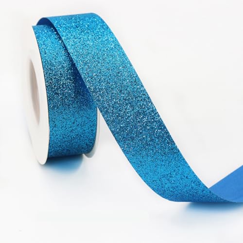 Glitzerband Schleifenband Geschenkband Bogenband Dekoband Bastelband für DIY Handwerk Haarschmuck Geschenkverpackung Blumenverpackung Hochzeit Party Weihnachten Deko,Seeblau,10mmx10Yards von Wambere