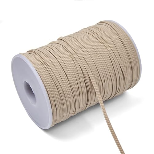 Gummiband Elastisches Band,Gummiband zum Nähen Flaches Gummiband Gummizug Einfassband Elastic Band Elastisches Farbband für DIY Handwerk Basteln Kleidungsdekoration,Beige,3mmx90m von Wambere