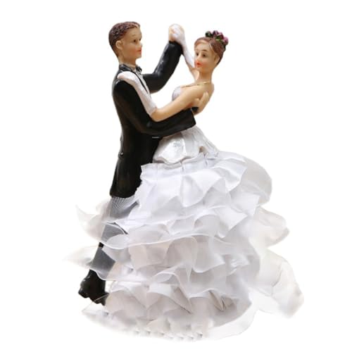 Hochzeitstorte Dekoration Brautpaar Figuren Hochzeitspaar Figuren Torte Dekorationen Harzornamente Party Tisch Toppers Kuchen Dekoration Tortendeko Hochzeit Party Zubehör,8x8x16cm,B von Wambere